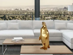 Statues & Sculptures Table Top|Low Poly^Polygon Penguin 50cm Gold Resin Indoor Sculpture