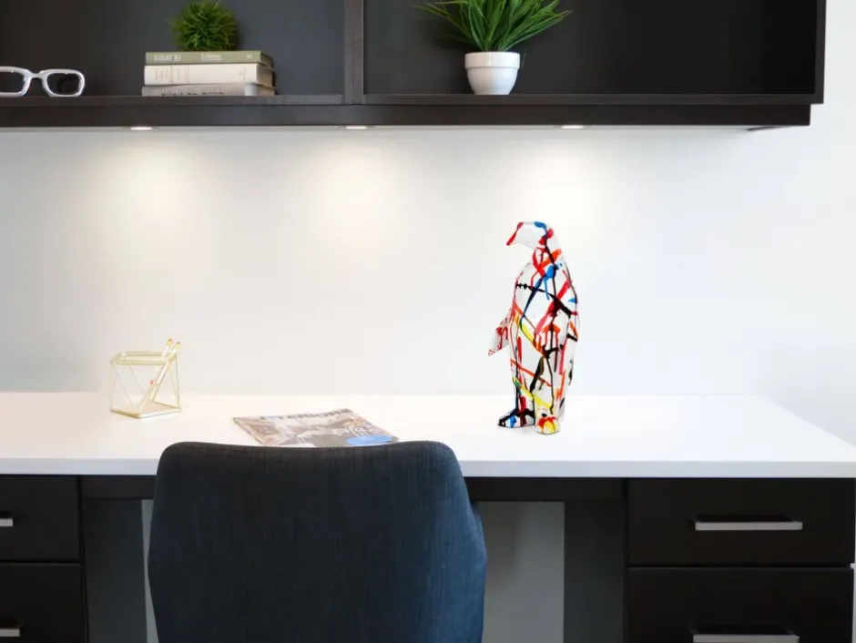 Statues & Sculptures Table Top|Low Poly^Polygon Penguin 35cm Multicolour Resin Indoor Sculpture