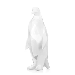 Statues & Sculptures Table Top|Low Poly^Polygon Penguin 50cm White Resin Indoor Sculpture