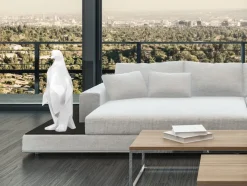 Statues & Sculptures Table Top|Low Poly^Polygon Penguin 50cm White Resin Indoor Sculpture