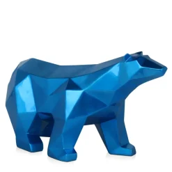 Statues & Sculptures Table Top|Low Poly^Polygon Polar Bear 25cm Blue Resin Indoor Sculpture