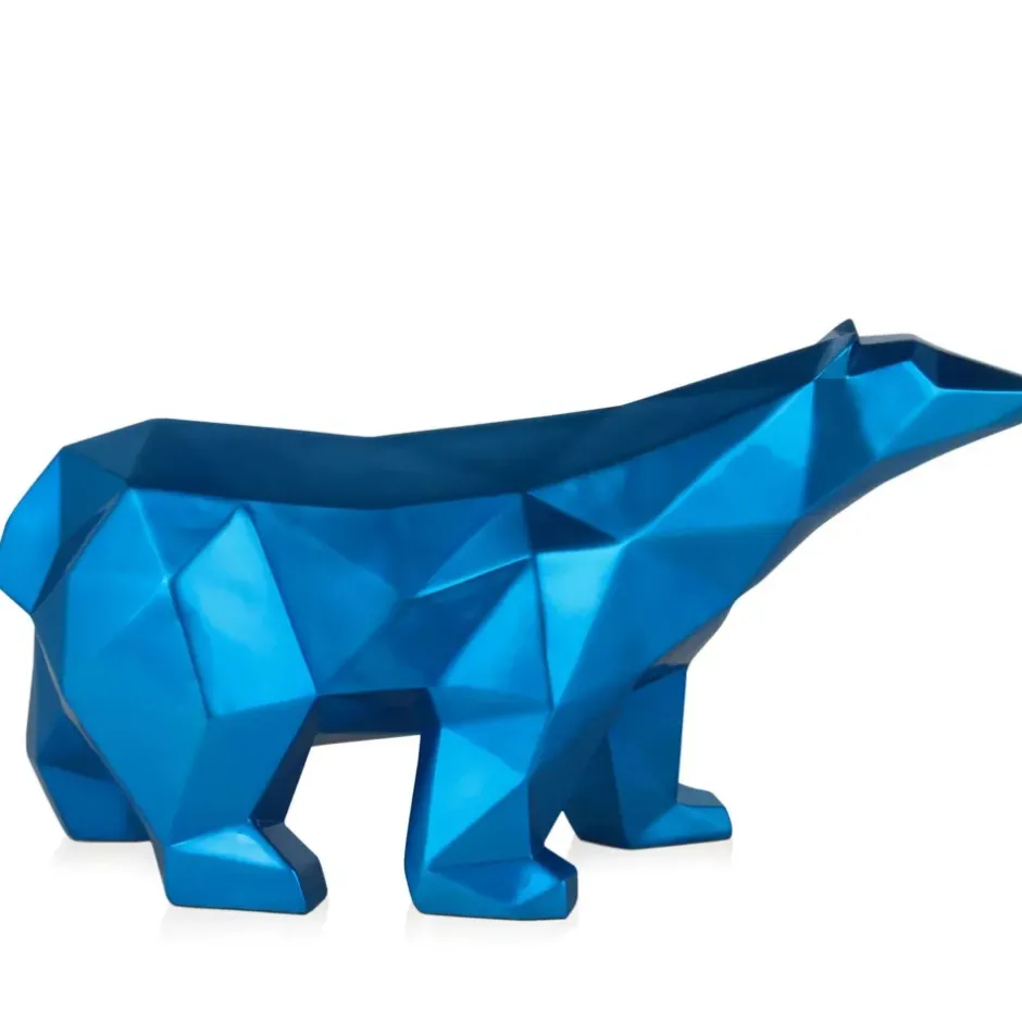 Statues & Sculptures Table Top|Low Poly^Polygon Polar Bear 25cm Blue Resin Indoor Sculpture