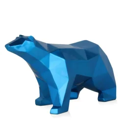 Statues & Sculptures Table Top|Low Poly^Polygon Polar Bear 25cm Blue Resin Indoor Sculpture
