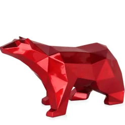 Statues & Sculptures Table Top|Low Poly^Polygon Polar Bear 25cm Red Resin Indoor Sculpture