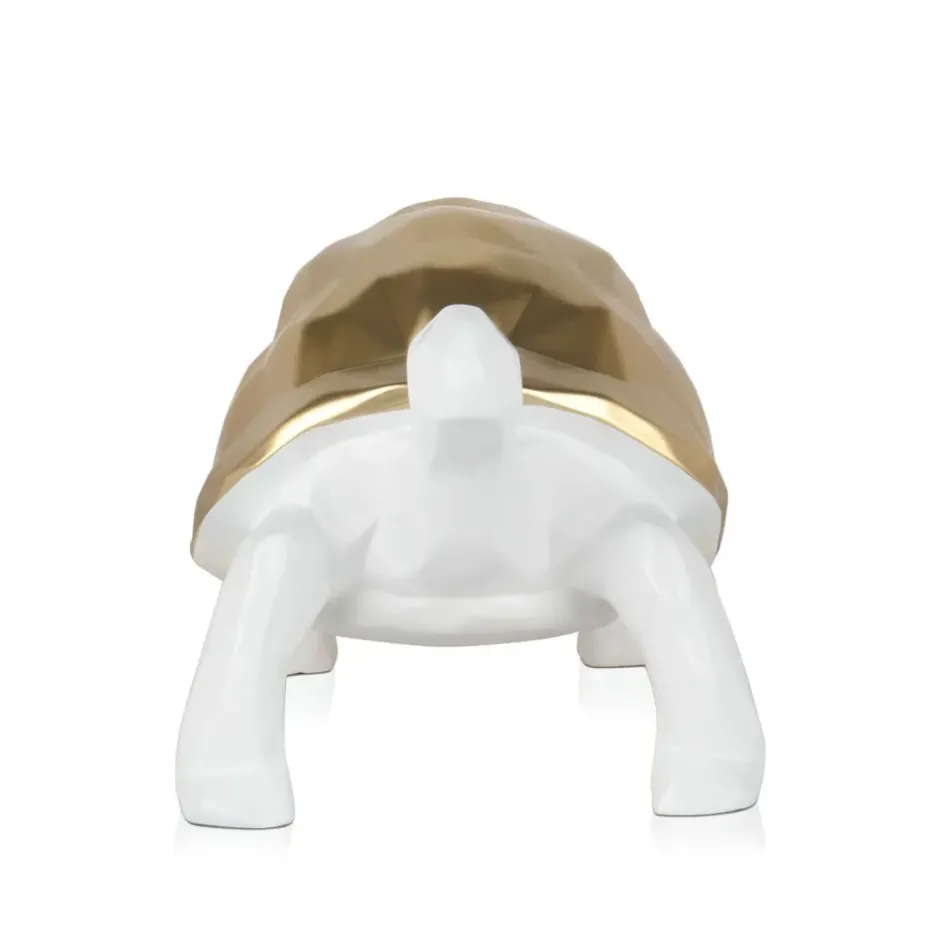 Statues & Sculptures Table Top|Low Poly^Polygon Turtle 21cm Gold Resin Indoor Sculpture