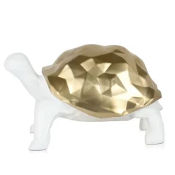 Statues & Sculptures Table Top|Low Poly^Polygon Turtle 21cm Gold Resin Indoor Sculpture
