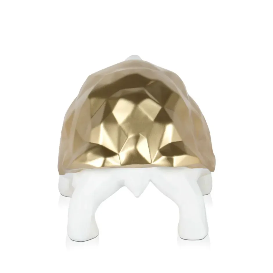 Statues & Sculptures Table Top|Low Poly^Polygon Turtle 21cm Gold Resin Indoor Sculpture
