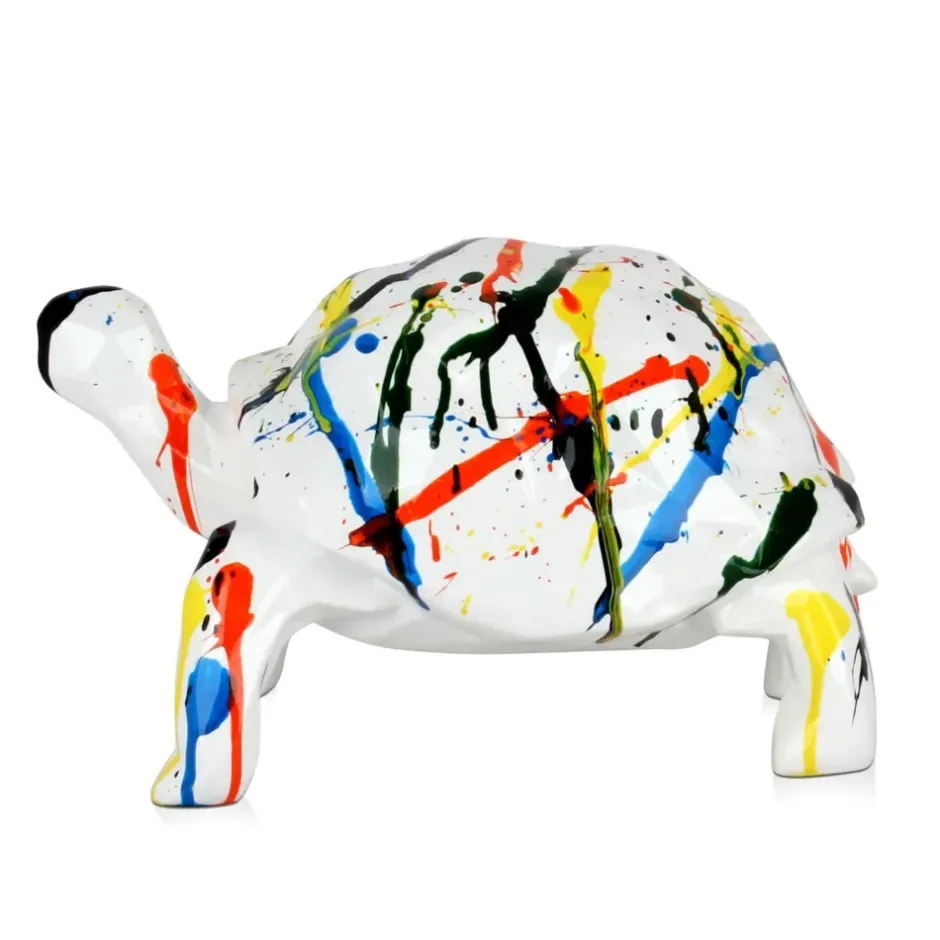 Statues & Sculptures Table Top|Low Poly^Polygon Turtle 21cm Multicolour Resin Indoor Sculpture