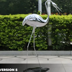 Statues & Sculptures Wildlife|Cranes^Pure Crane 124cm Silver Metal Garden Sculpture