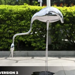 Statues & Sculptures Wildlife|Cranes^Pure Crane 98cm Silver Metal Garden Sculpture