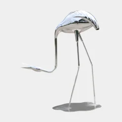 Statues & Sculptures Wildlife|Cranes^Pure Crane 100cm Silver Metal Garden Sculpture