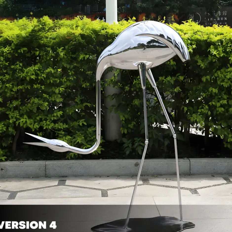 Statues & Sculptures Wildlife|Cranes^Pure Crane 100cm Silver Metal Garden Sculpture