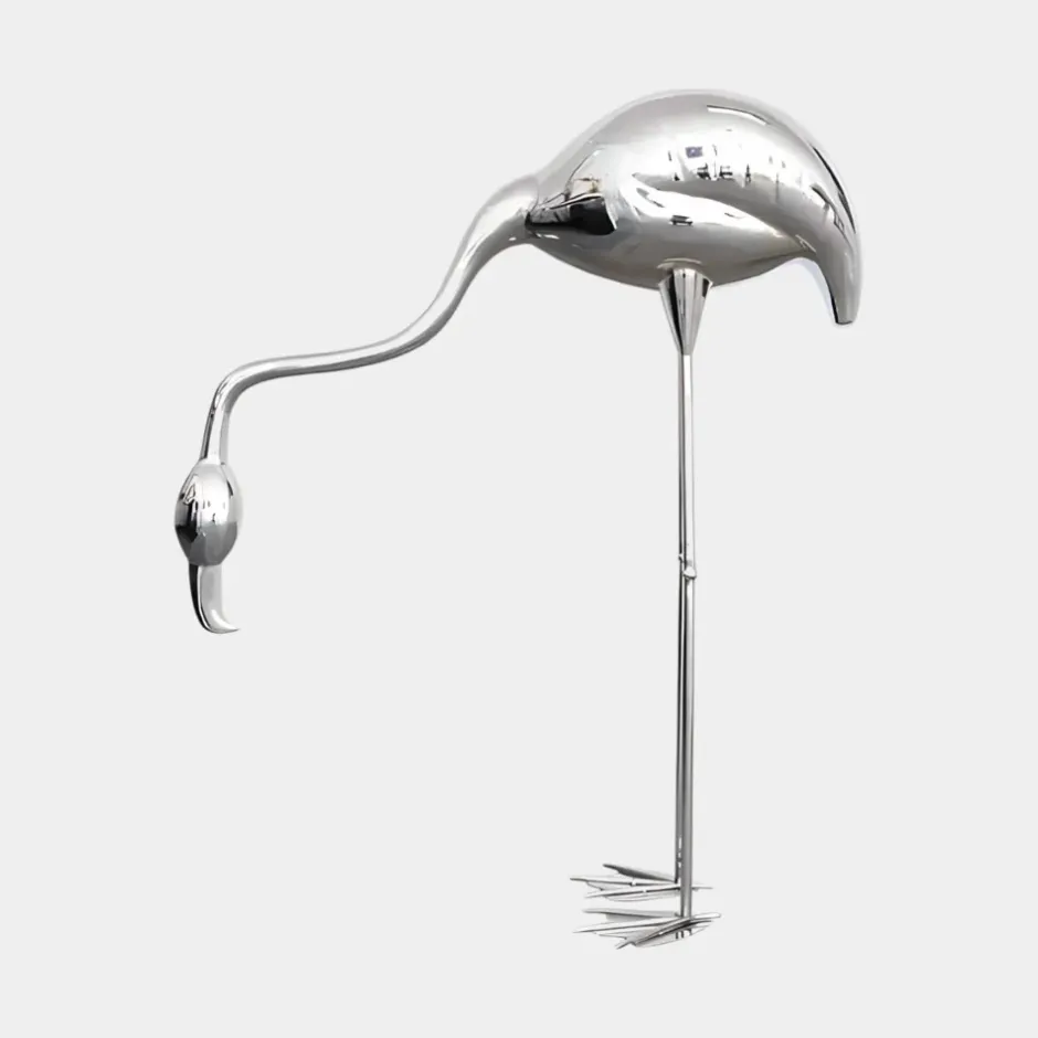 Statues & Sculptures Wildlife|Contemporary^Pure Flamingo 124cm Silver Metal Garden Sculpture