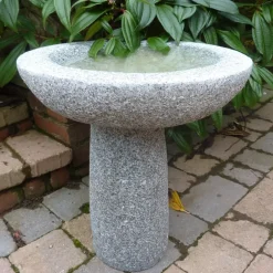 Statues & Sculptures Bird Baths^Pure Natural Granite Grey Stone Garden Birdbath