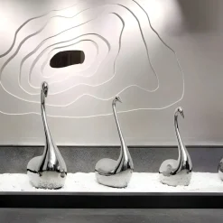 Statues & Sculptures Table Top|Floor Standing^Pure Swan 95cm Silver Metal Indoor Sculpture