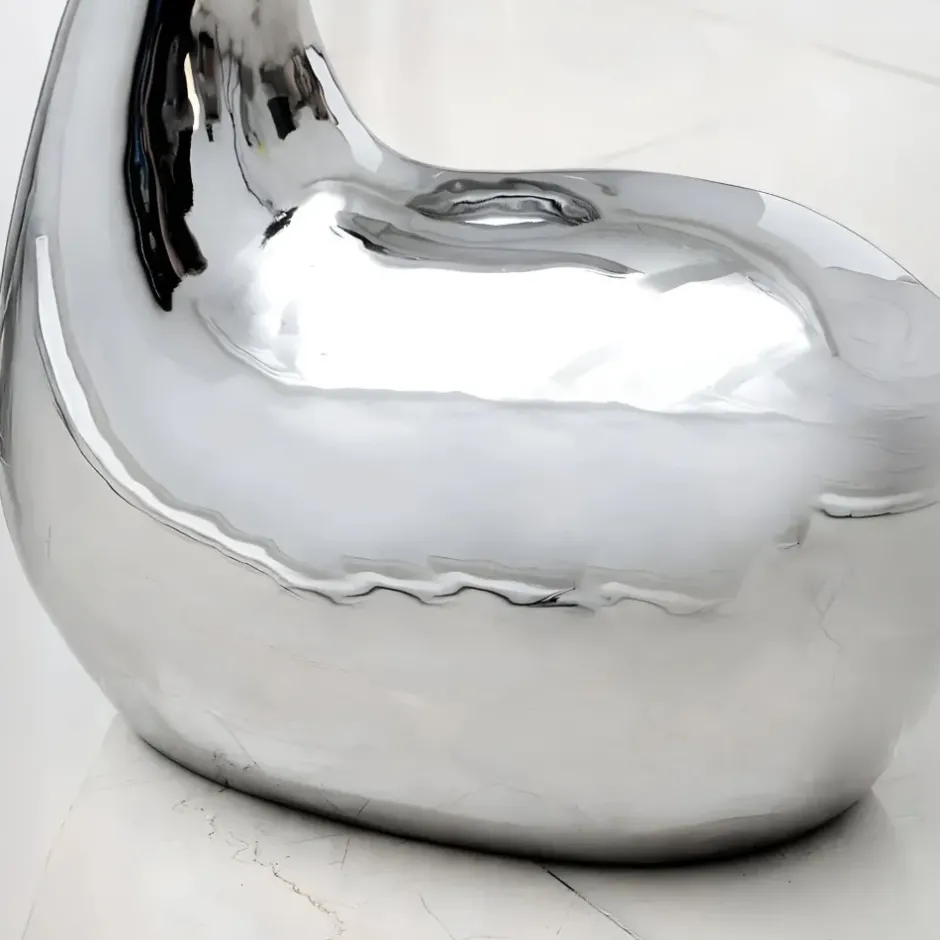 Statues & Sculptures Floor Standing|Animals^Pure Swan 108cm Silver Metal Indoor Sculpture