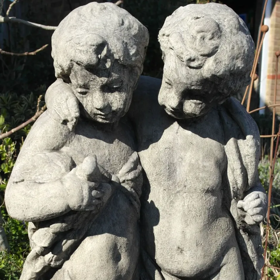 Statues & Sculptures Cherub|Roman^Putti Cherubs 108cm Stone Garden Statue