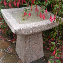 Statues & Sculptures Bird Baths^Quadrate Natural Granite Stone Garden Birdbath