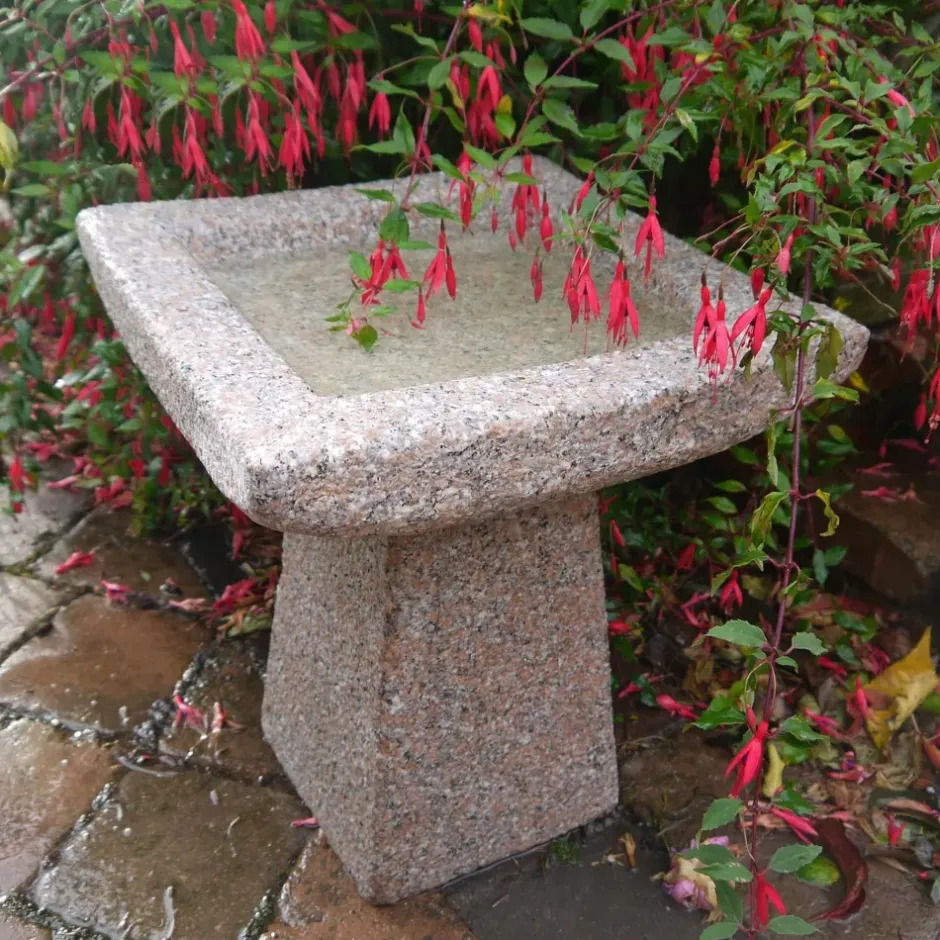 Statues & Sculptures Bird Baths^Quadrate Natural Granite Stone Garden Birdbath