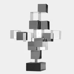 Statues & Sculptures Table Top|Floor Standing^Quantum Cubes 88cm Silver Metal Indoor Sculpture