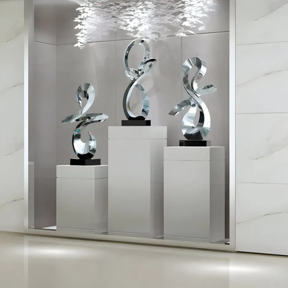 Statues & Sculptures Table Top|Floor Standing^Quantum Drift 87cm Silver Metal Indoor Sculpture v3