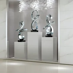 Statues & Sculptures Table Top|Floor Standing^Quantum Drift 87cm Silver Metal Indoor Sculpture v2