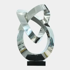 Statues & Sculptures Table Top|Floor Standing^Quantum Helix 88cm Silver Metal Indoor Sculpture