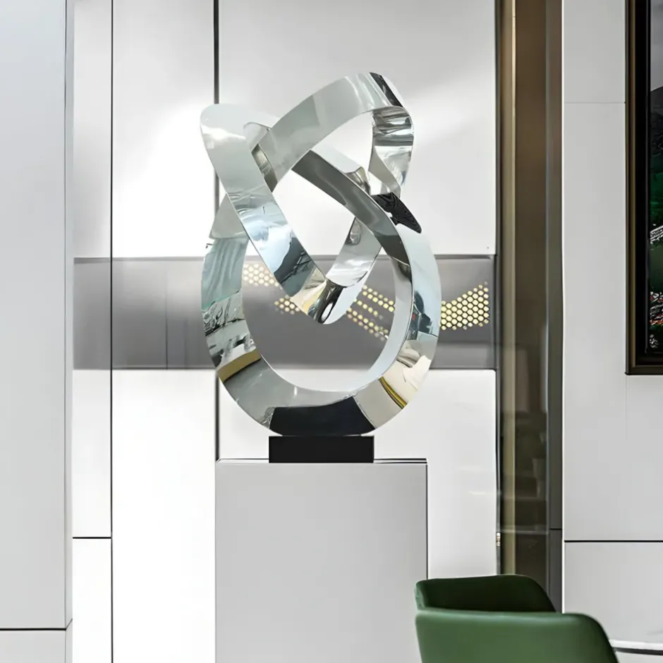 Statues & Sculptures Table Top|Floor Standing^Quantum Helix 88cm Silver Metal Indoor Sculpture