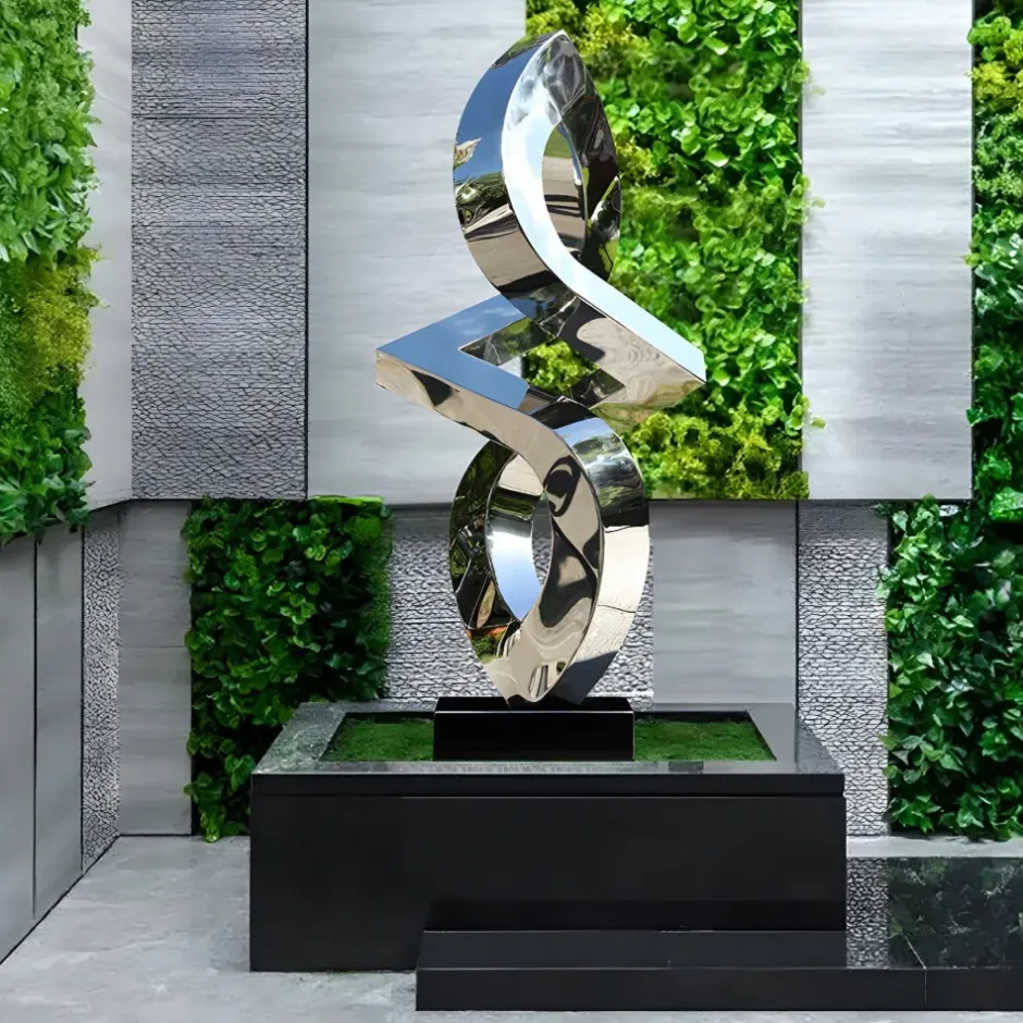 Statues & Sculptures Table Top|Floor Standing^Quantum Shift 98cm Silver Metal Indoor Sculpture