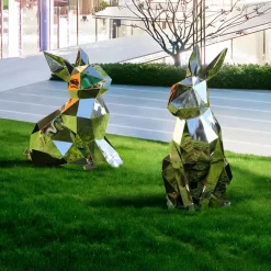 Statues & Sculptures Wildlife|Contemporary^Rabbit 57cm Geometric Metal Garden Sculpture