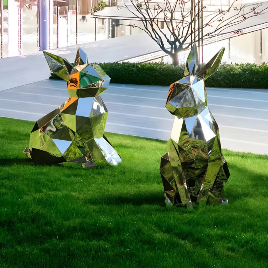Statues & Sculptures Wildlife|Contemporary^Rabbit 61cm Geometric Metal Garden Sculpture