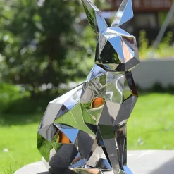 Statues & Sculptures Wildlife|Contemporary^Rabbit 61cm Geometric Metal Garden Sculpture