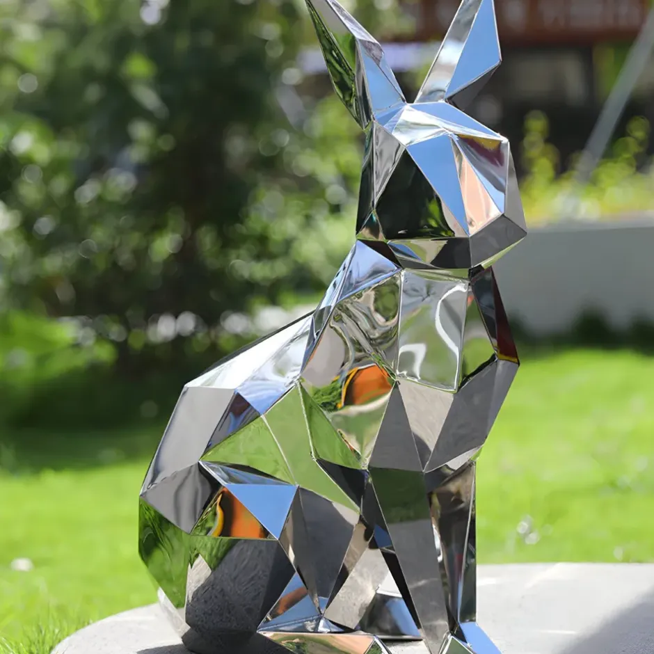 Statues & Sculptures Wildlife|Contemporary^Rabbit 61cm Geometric Metal Garden Sculpture