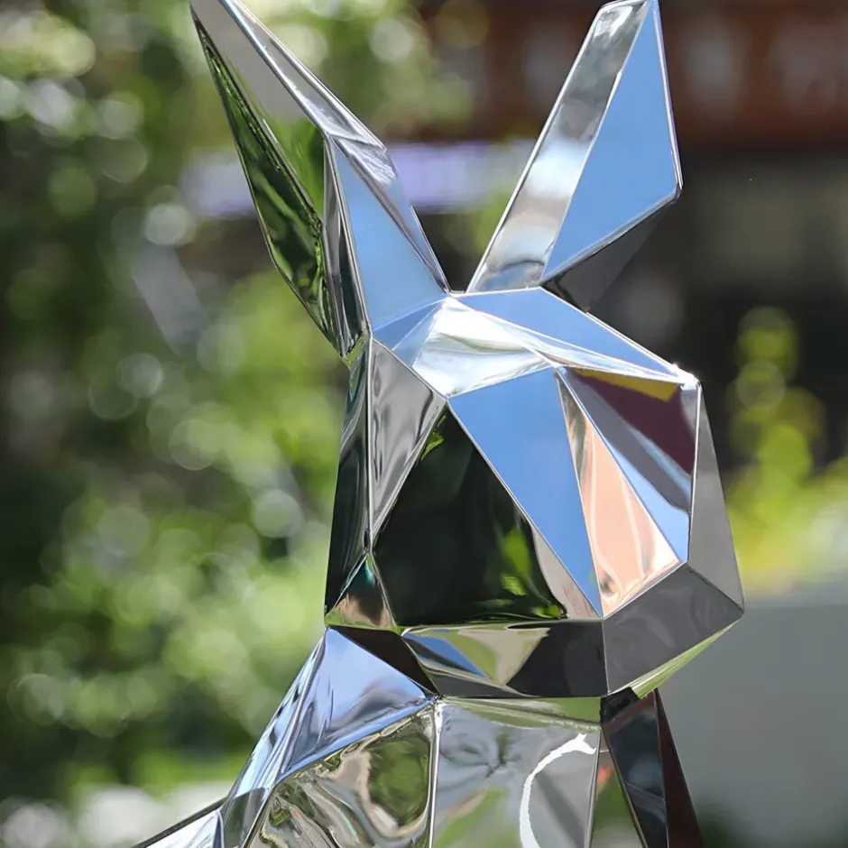 Statues & Sculptures Wildlife|Contemporary^Rabbit 61cm Geometric Metal Garden Sculpture