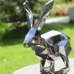 Statues & Sculptures Wildlife|Contemporary^Rabbit 46cm Geometric Metal Garden Sculpture