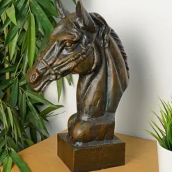 Statues & Sculptures Horses^Race Horse Head Bronze Metal Garden Ornament