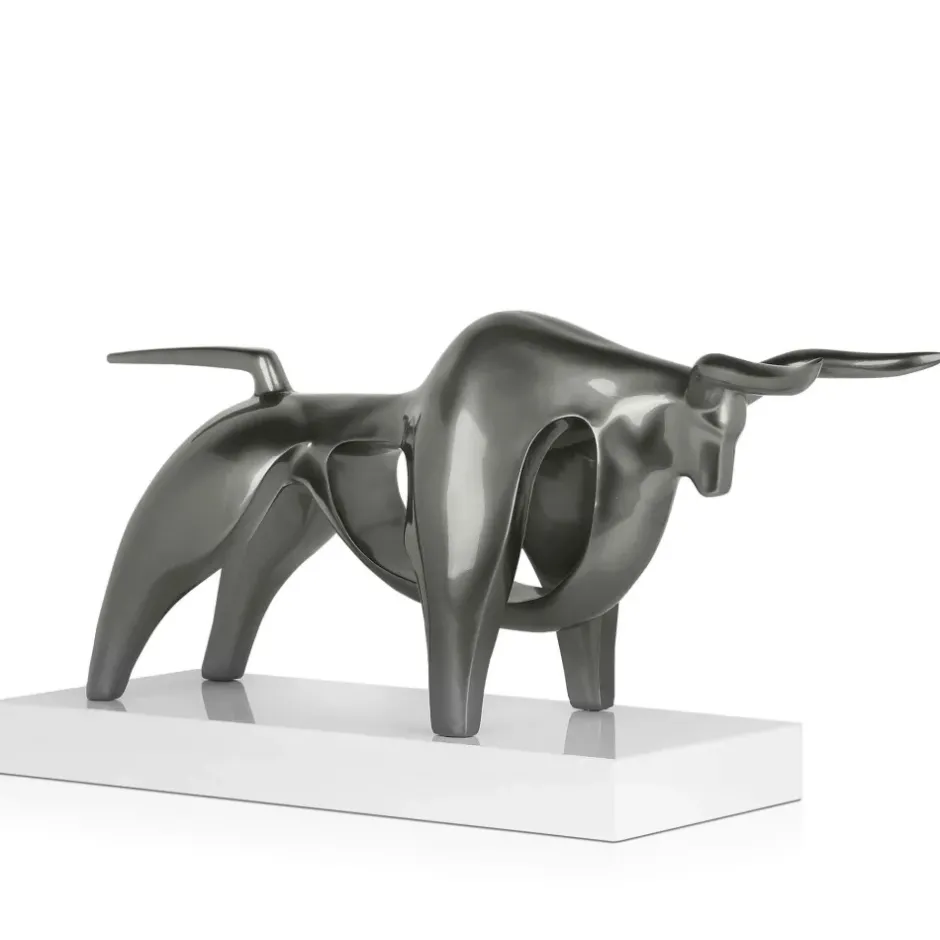 Statues & Sculptures Table Top|Animals^Raging Bull 35cm Anthracite Resin Indoor Sculpture