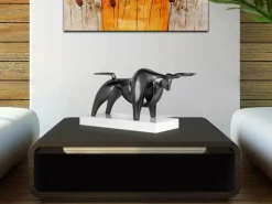 Statues & Sculptures Table Top|Animals^Raging Bull 35cm Anthracite Resin Indoor Sculpture