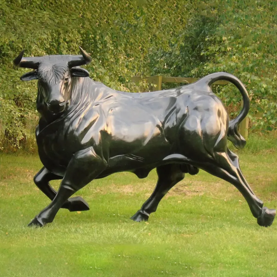 Statues & Sculptures Farm^Raging Bull Life-Size Bronze Metal Garden Statue