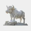 Statues & Sculptures Farm|Modern^Regal Bull 120cm White Marble Garden Statue v2
