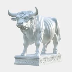 Statues & Sculptures Farm|Modern^Regal Bull 120cm White Marble Garden Statue v1