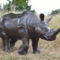 Statues & Sculptures Wildlife^Rhino Bronze Metal Garden Statue