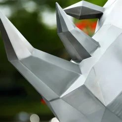 Statues & Sculptures Wildlife|Contemporary^Rhino 100cm Geometric Metal Garden Sculpture