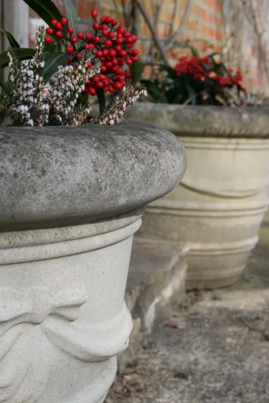 Statues & Sculptures Large|Round^Ribbon Vase 12" Stone Garden Planter
