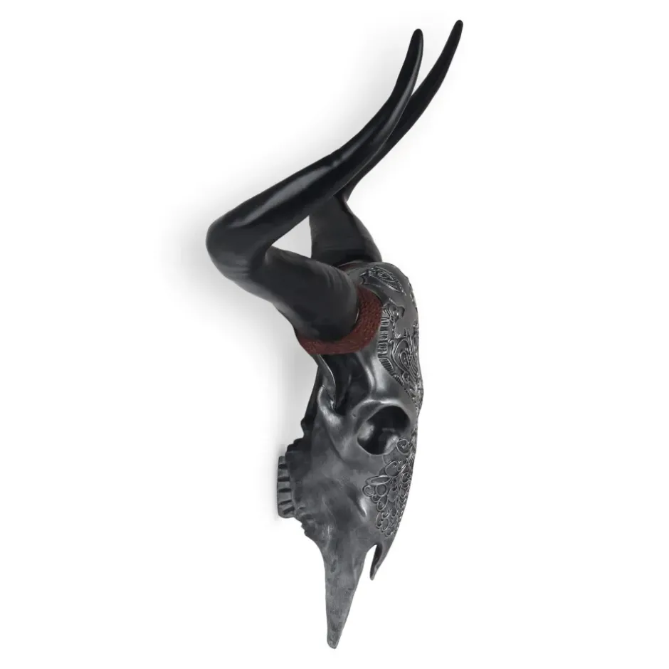 Statues & Sculptures Wall Art|Animals^Sacred Buffalo 63cm Silver Resin Wall Sculpture