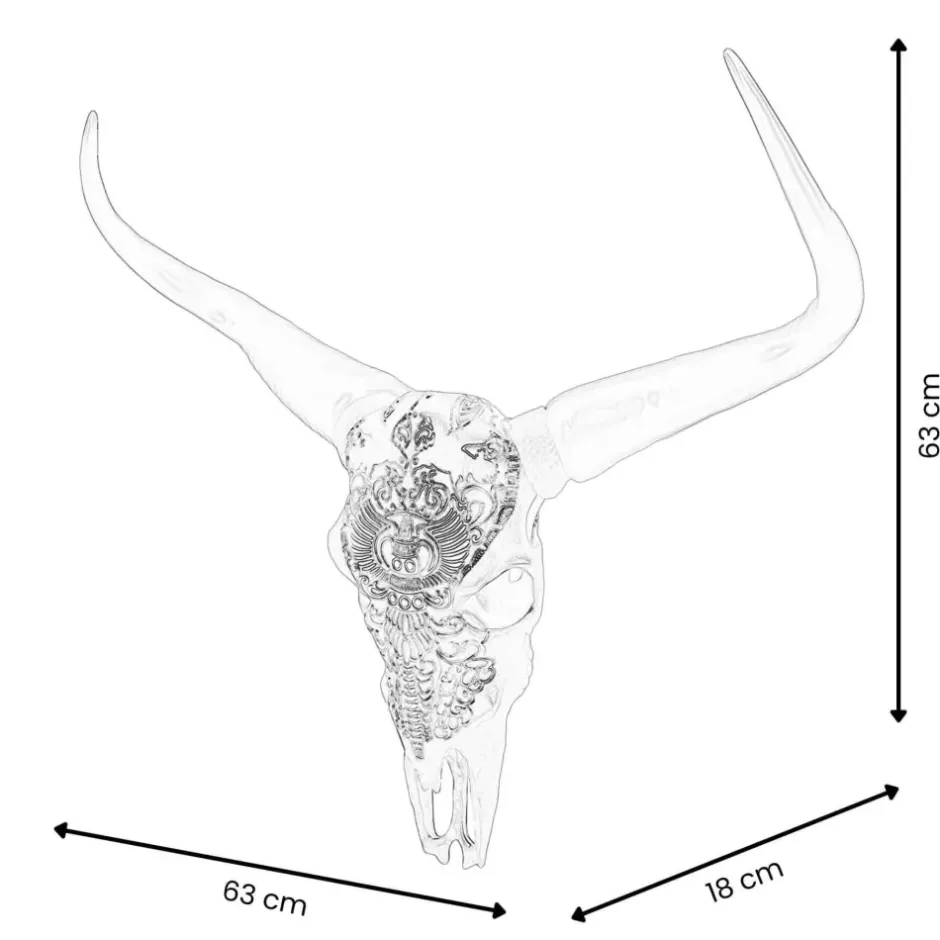 Statues & Sculptures Wall Art|Animals^Sacred Buffalo 63cm Silver Resin Wall Sculpture