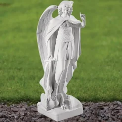 Statues & Sculptures Angel^Saint Michael 58cm Marble Resin Garden Statue