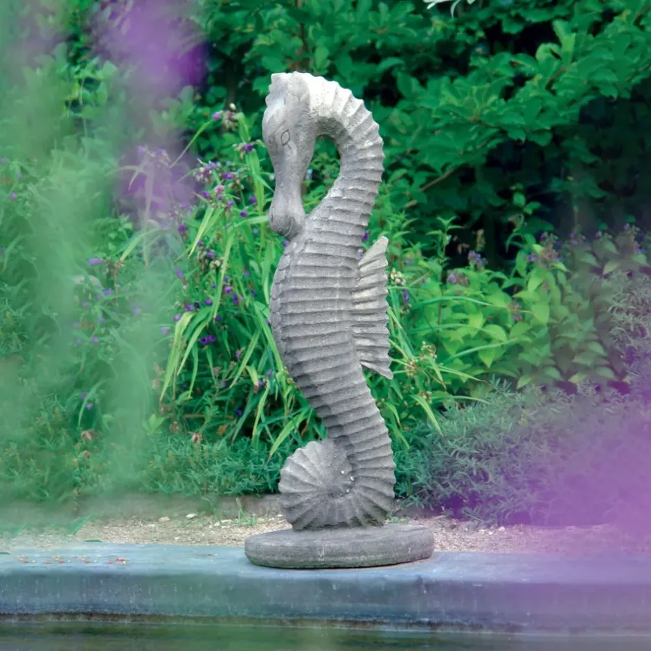 Statues & Sculptures Sealife^Seahorse 55cm Stone Garden Ornament