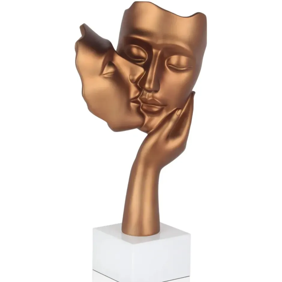 Statues & Sculptures Figurative|Table Top^Secret Kiss 50cm Bronze Resin Indoor Sculpture