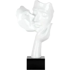 Statues & Sculptures Figurative|Table Top^Secret Kiss 50cm White Resin Indoor Sculpture